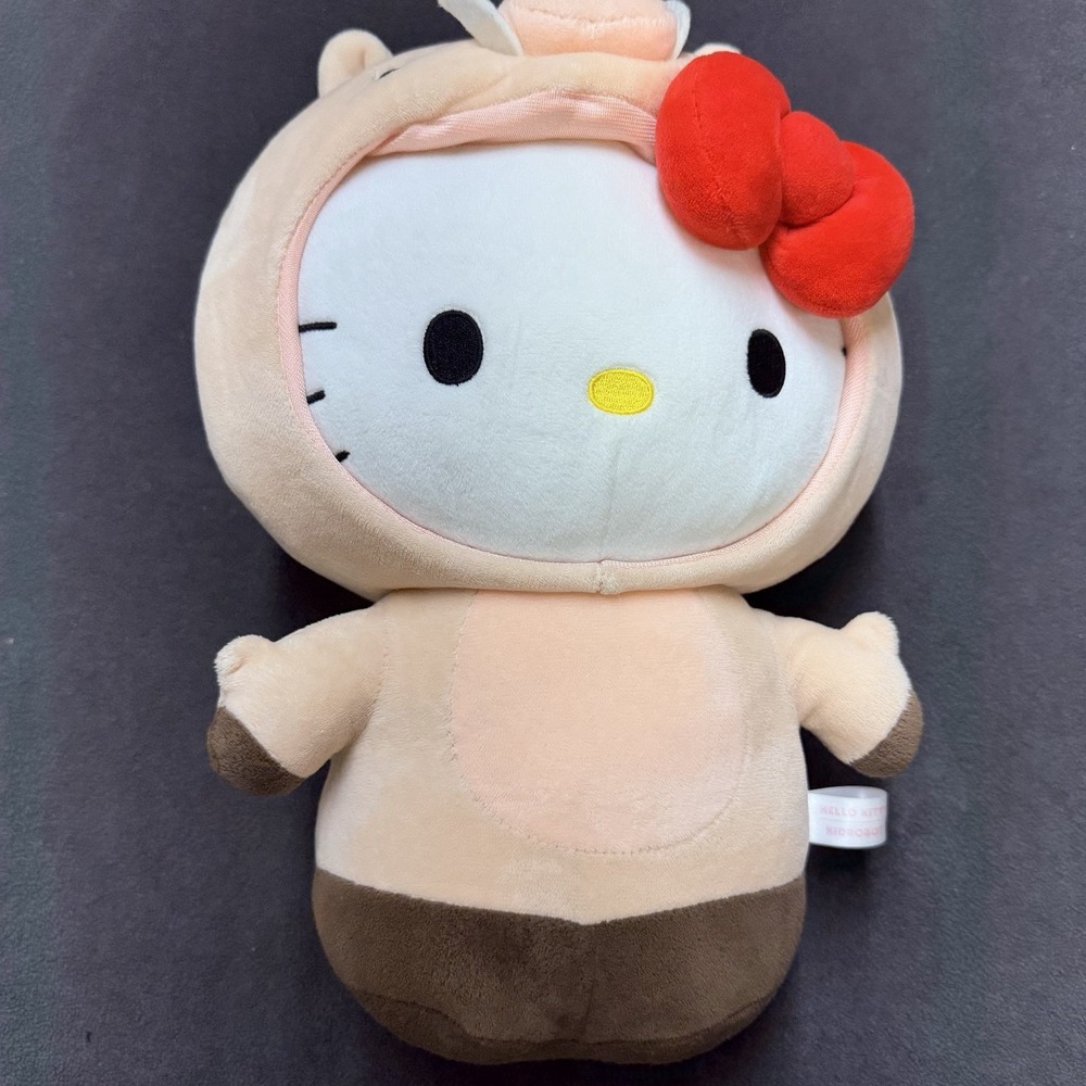 Kidrobot Hello Kitty Plush Stuffed Animal #2190 Beige Brown Red Bow Label